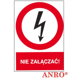 ZNAK BEZPIECZEŃSTWA ANRO NIE ZAŁĄCZAĆ PŁYTA PCV