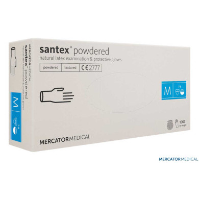 RĘKAWICE LATEKSOWE MERCATOR MEDICAL RMM-SANTEXFT DIAGNOSTYCZNE PUDROWANE OP. 100 SZT. KREMOWE