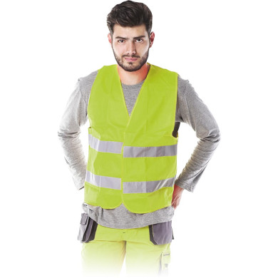 KAMIZELKA OSTRZEGAWCZA POLIESTER 120 G/M² Z RZEPAMI, ODBLASKOWA, EN ISO 20471 KLASA 2