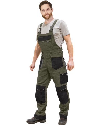 SPODNIE ROBOCZE LEBER-HOLLMAN LH-FMN-B OGRODNICZKI KHAKI-CZARNO-SZARE