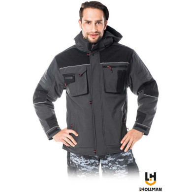 KURTKA ROBOCZA LEBER-HOLMANN LH-STORM OCIEPLANA SOFTSHELLOWA SZARO-CZARNA
