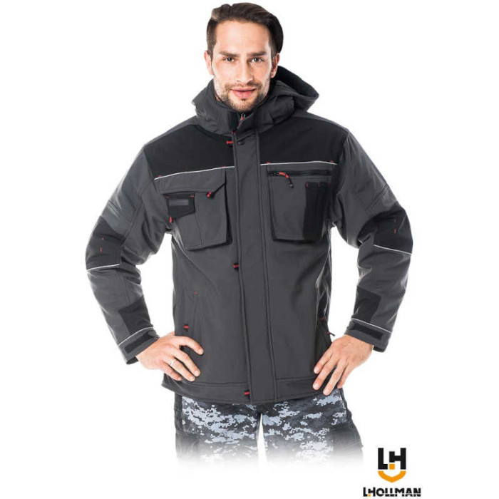 KURTKA ROBOCZA LEBER-HOLMANN LH-STORM OCIEPLANA SOFTSHELLOWA SZARO-CZARNA