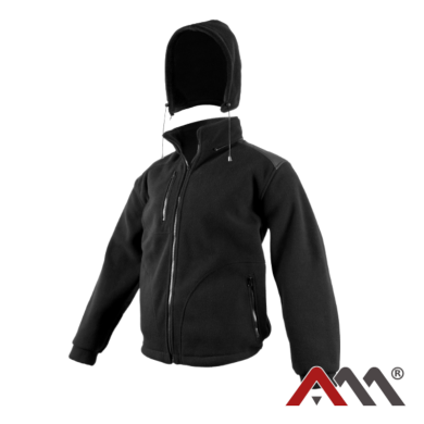BLUZA ROBOCZA ARTMAS NEXO OCIEPLANA POLAREM Z ODPINANYM KAPTUREM 100% POLIESTER CZARNA DO PRACY