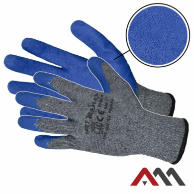 RĘKAWICE ROBOCZE ARTMAS RWGRIP BLUE POWLEKANE LATEKSEM NIEBIESKIE ROZMIAR 8 9 10 11 OCHRONNE BEZSZWOWE