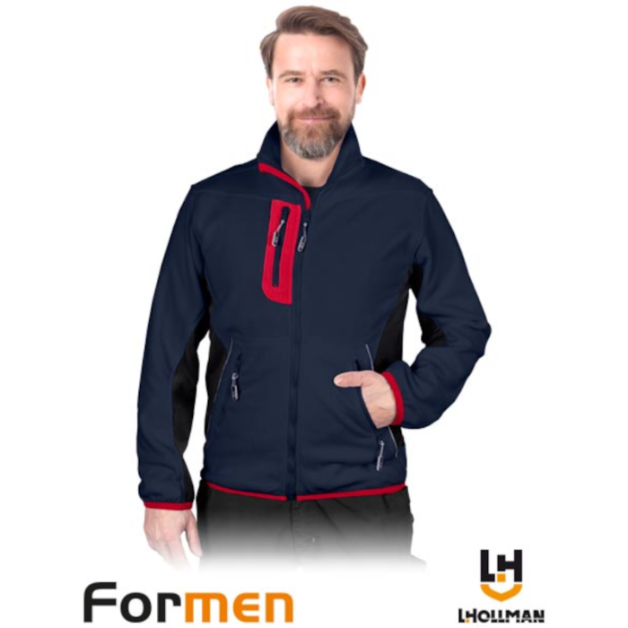 BLUZA ROBOCZA LEBER-HOLLMAN LH-FMN-P Z POLARU GRANATOWO-CZARNO-CZERWONA