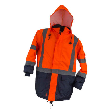 KURTKA ROBOCZA URGENT URG-DL OSTRZEGAWCZA  WODOODPORNA Z KAPTUREM KAT. I POMARAŃCZOWA