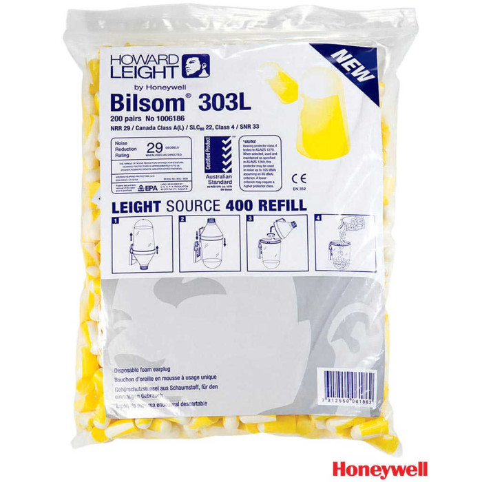 WKŁADKI PRZECIWHAŁASOWE HONEYWELL HW-OSZ-BS303 OP. 200 PAR BIAŁO-ŻÓŁTE