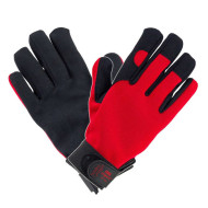 RĘKAWICE ROBOCZE URGENT 1206, SKÓRA SYNTETYCZNA, SPANDEX, RZEP, CZERWONO-CZARNE