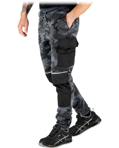 SPODNIE ROBOCZE REIS BUZON DO PASA DRESOWE Z DZIANINY POLIESTROWEJ MORO-CZARNE