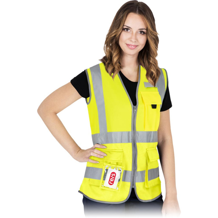 KAMIZELKA ROBOCZA REIS KOS-LADY OSTRZEGAWCZA 100% POLIESTER DAMSKA ŻÓŁTA
