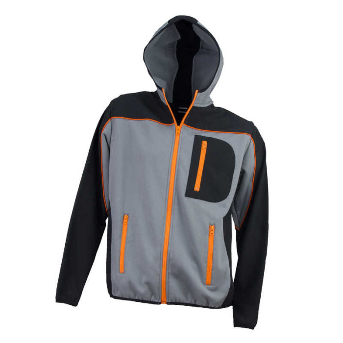 BLUZA ROBOCZA URGENT URG-952, ZAPINANA, Z KAPTUREM, CZARNO-SZARO-POMARAŃCZOWA