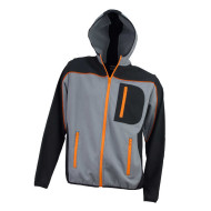 BLUZA ROBOCZA URGENT URG-952, ZAPINANA, Z KAPTUREM, CZARNO-SZARO-POMARAŃCZOWA