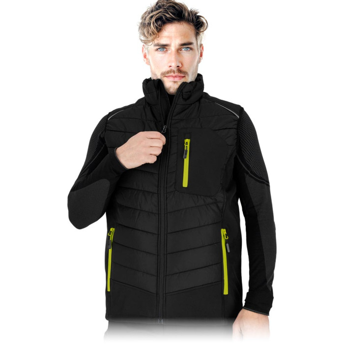 BEZRĘKAWNIK ROBOCZY LEBER-HOLLMAN LH-GRANDE-V OCIEPLANY SOFTSHELL PIKOWANY CZARNY