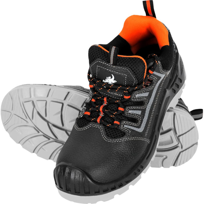 SANDAŁY ROBOCZE REIS BCTITAN_S S1PS SR FO ZE SKÓRY BYDLĘCEJ KOMPOZYT CZARNO-POMARAŃCZOWY