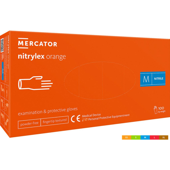 RĘKAWICE ROBOCZE MERCATOR RMM-NITORANGE NITRYLOWE BEZPUDROWE 8% VAT OP. 100 SZT. MIĘTOWE