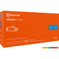 RĘKAWICE NITRYLOWE MERCATOR RMM-NITORANGE BEZPUDROWE OP. 100 SZT. POMARAŃCZOWE