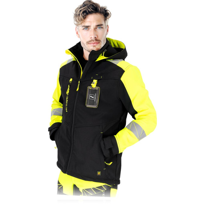 KURTKA ROBOCZA LEBER-HOLLMAN LH-RAUT-SH SOFTSHELL OCIEPLANA POLAREM CZARNO-ŻÓŁTA