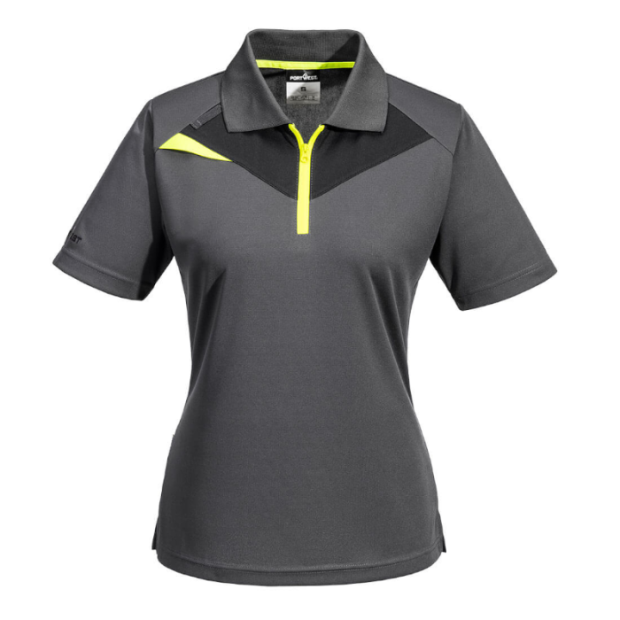 DAMSKA KOSZULKA POLO OSTRZEGAWCZA DX409, PORTWEST DX4, SZARA, FIT