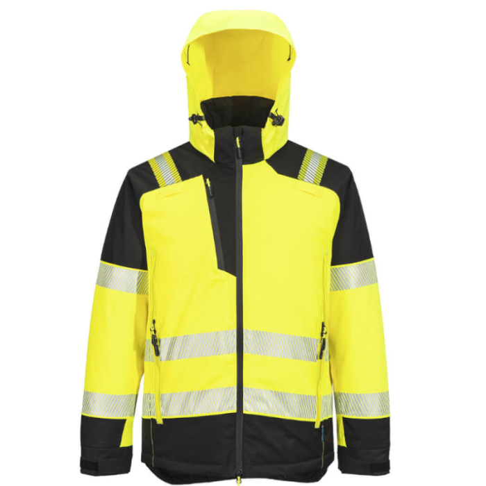 KURTKA OSTRZEGAWCZA WODOODPORNA T160, PORTWEST PW3 HI-VIS WINTER JACKET, ŻÓŁTA