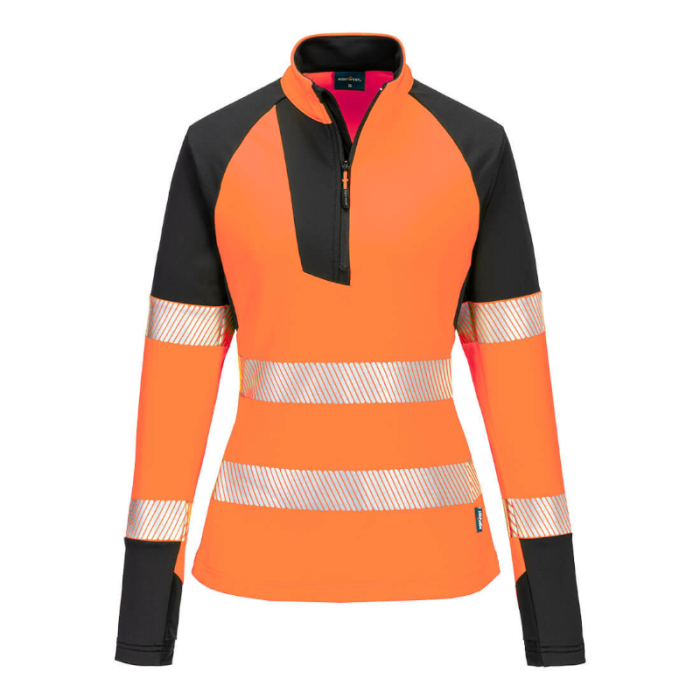 BLUZA OSTRZEGAWCZA DAMSKA T173 PORTWEST PW3, Z ZAMKIEM, POMARAŃCZOWA