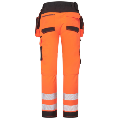 SPODNIE OSTRZEGAWCZE DX454, PORTWEST DX4, POMARAŃCZOWO CZARNE, ODPINANE KIESZENIE