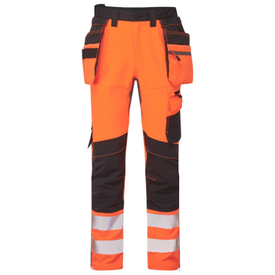 SPODNIE OSTRZEGAWCZE DX454, PORTWEST DX4, POMARAŃCZOWO CZARNE, ODPINANE KIESZENIE