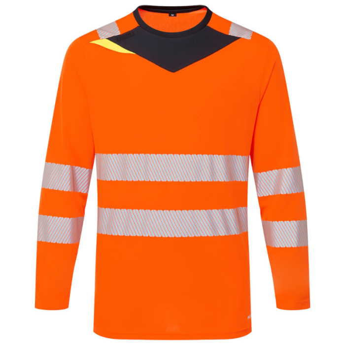 T-SHIRT OSTRZEGAWCZY DX416, PORTWEST DX4, DŁUGI RĘKAW, POMARAŃCZOWO CZARNY