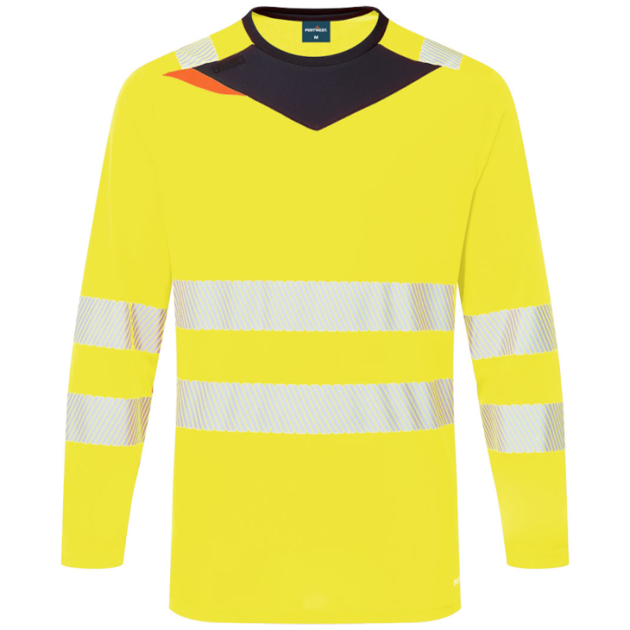 T-SHIRT OSTRZEGAWCZY DX416, PORTWEST DX4, DŁUGI RĘKAW, ŻÓŁTO CZARNY