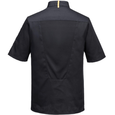 BLUZA SZEFA KUCHNI CZARNA C739 MESHAIR PRO, PORTWEST, ASYMETRYCZNA, WENTYLOWANA