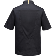 BLUZA SZEFA KUCHNI CZARNA C739 MESHAIR PRO, PORTWEST, ASYMETRYCZNA, WENTYLOWANA