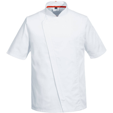BLUZA SZEFA KUCHNI BIAŁA C739 MESHAIR PRO, PORTWEST, ASYMETRYCZNA, WENTYLOWANA