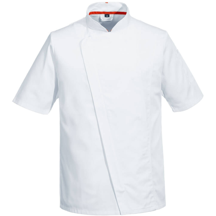 BLUZA SZEFA KUCHNI BIAŁA C739 MESHAIR PRO, PORTWEST, ASYMETRYCZNA, WENTYLOWANA