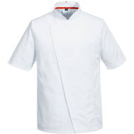 BLUZA SZEFA KUCHNI BIAŁA C739 MESHAIR PRO, PORTWEST, ASYMETRYCZNA, WENTYLOWANA