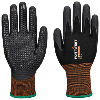 RĘKAWICZKI ROBOCZE A371 GP GRIP, PORTWEST, POWLEKANE NITRYLEM, NAKRAPIANE, CZARNE