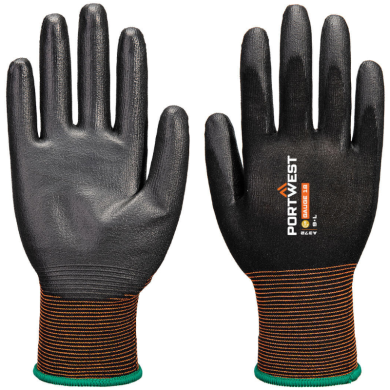 RĘKAWICZKI ROBOCZE A372 GP GRIP 18, PORTWEST, POWLEKANE POLIURETANEM, CZARNE