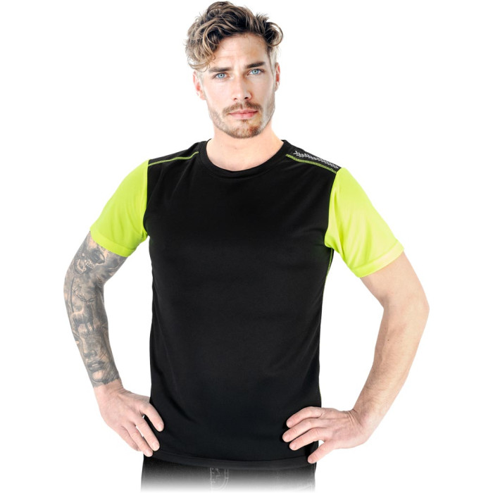 T-SHIRT Z SIATECZKI MĘSKI – 100% POLIESTER, ODBLASKOWE ELEMENTY, WENTYLACJA