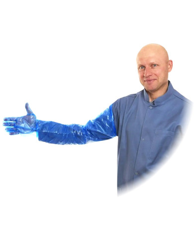 RĘKAWICE WETERYNARYJNE REKTALNE POLIETYLENOWE 90 CM, 100 SZT