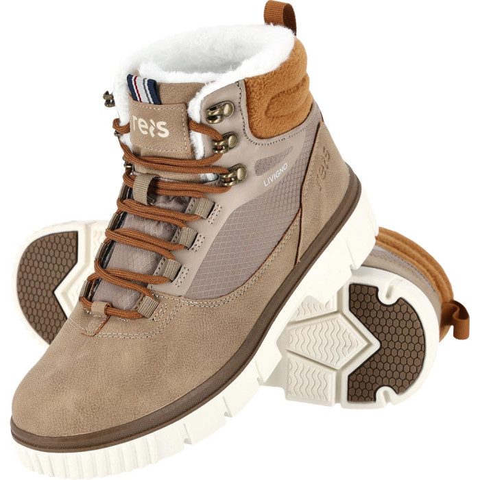 BUTY LIVIGNO DAMSKIE OCIEPLANE TRZEWIKI SZNUROWANE Z POLAREM I PODESZWĄ TP