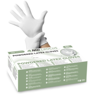 RĘKAWICE LATEKSOWE DIAGNOSTYCZNE 4MD CROCUS WHITE, PUDROWANE, BIAŁE,  100 szt.