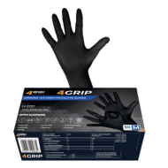 RĘKAWICE NITRYLOWE 4GRIP BLACK CZARNE, DIAMENTOWA TEKSTURA, PRZEMYSŁOWE