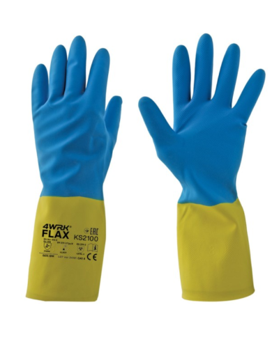 RĘKAWICE ROBOCZE 4WRK FLAX BL-Y, NEOPRENOWE, DŁUGIE, ODPORNE NA CHEMIKALIA