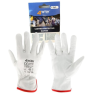 RĘKAWICE SKÓRZANE 4WRK 4DRIVER SINGLE PACK W, KOZIA SKÓRA, ELASTYCZNE, BIAŁE
