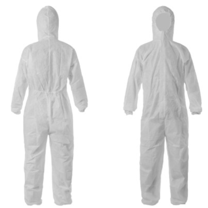 KOMBINEZON JEDNORAZOWY COVERALL W-19, BIAŁY, KAPTUR, ZAMEK BŁYSKAWICZNY