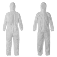 KOMBINEZON JEDNORAZOWY COVERALL W-19, BIAŁY, KAPTUR, ZAMEK BŁYSKAWICZNY