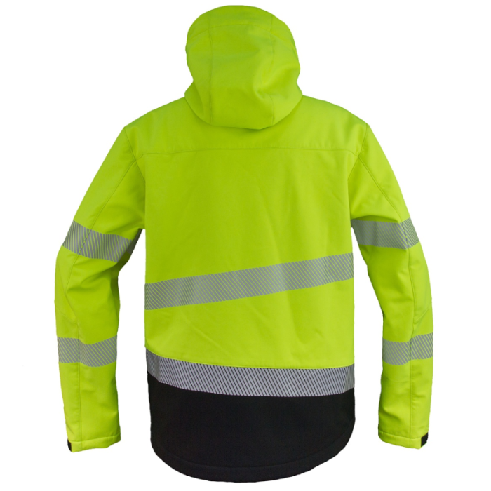 KURTKA ROBOCZA URGENT HV-LX19283, SOFTSHELLOWA, Z KAPTUREM, 300G, ODBLASKOWA, ŻÓŁTA