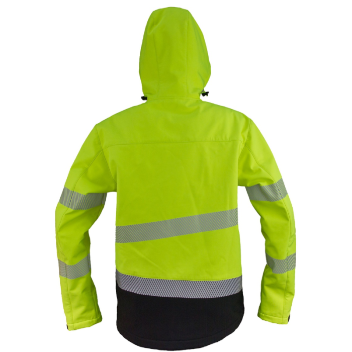 KURTKA ROBOCZA URGENT HV-LX19283, SOFTSHELLOWA, Z KAPTUREM, 300G, ODBLASKOWA, ŻÓŁTA