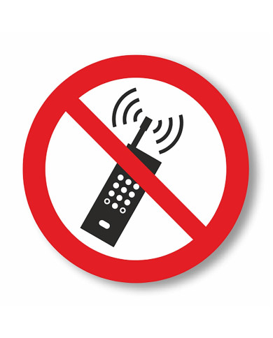 ZNAK PODŁOGOWY ZAKAZ UŻYWANIA TELEFONÓW KOMÓRKOWYCH PVC 500 MM CZERWONY BIAŁY