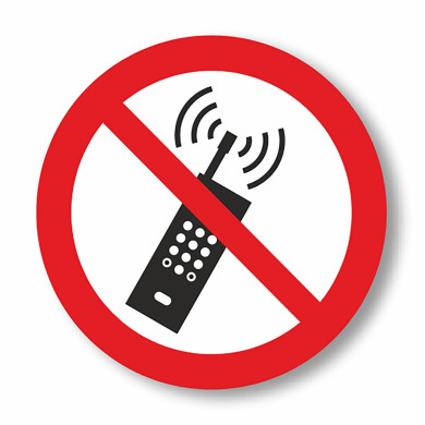 ZNAK PODŁOGOWY ZAKAZ UŻYWANIA TELEFONÓW KOMÓRKOWYCH PVC 500 MM CZERWONY BIAŁY