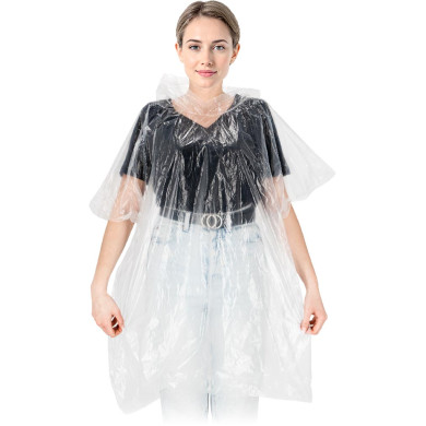 PELERYNA PRZECIWDESZCZOWA TYPU PONCHO 100X90 CM POLIETYLEN LEKKA KOMPAKTOWA Z KAPTUREM