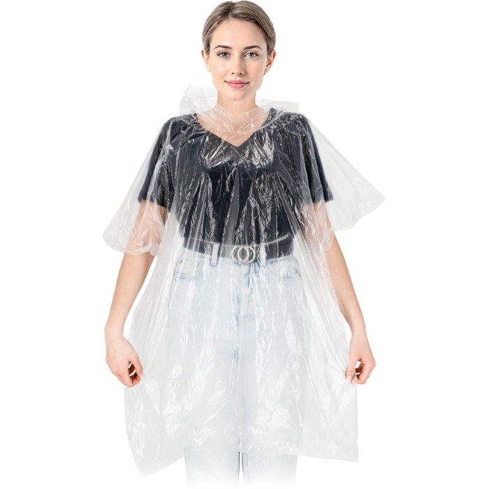 PELERYNA PRZECIWDESZCZOWA TYPU PONCHO 100X90 CM POLIETYLEN LEKKA KOMPAKTOWA Z KAPTUREM